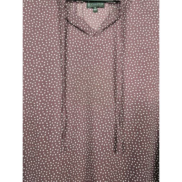 Bobeau Plum White Polka Dot Peasant Blouse Sz XS Long Sleeve V-Neck Boho Chic - Picture 5 of 5